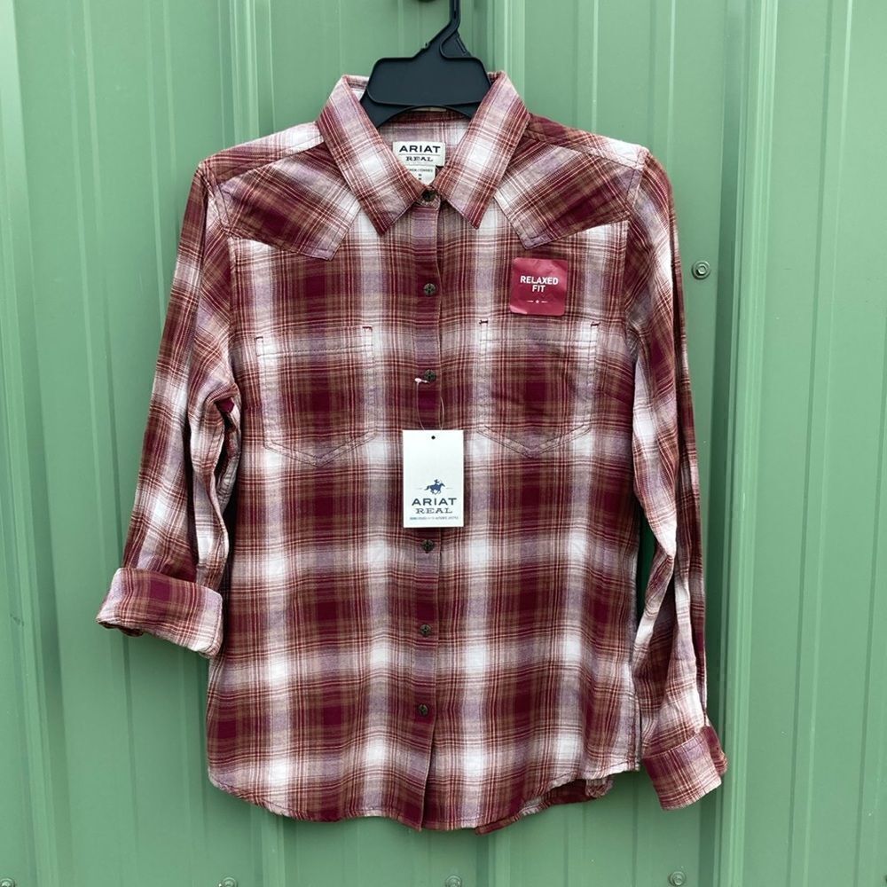 Women’s Ariat Country Western Cowgirl Cotton Flannel Shirt Size M